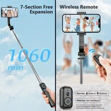 AXNEN Palo selfie extensible con trípode, soporte desmontable para teléfono y disparador remoto inalámbrico, compatible con smartphones iOS y Android, adecuado para vacaciones de verano, viajes, iluminación, actividades al aire libre, transmisión en vivo y talla grande - Negro - Ver 9