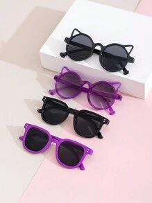 4pcs Children's Fashion Glasses Set, Decorative Daily Fashion Glasses, Retro Round Baby Glasses - Multicolor - View 1