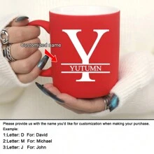 1 pieza Taza de leche/café personalizada y customizada de 11 onzas con diseño de letra roja, taza de cerámica, regalo para ocasiones festivas, familia, compañeros de trabajo, líderes, esposa, hermana, regalo divertido, regalo único para el Día de San Valentín, Día de la Madre, Día del Padre