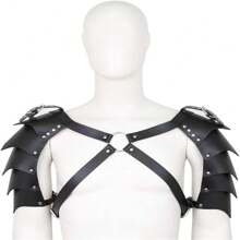 1 Máy Tính Thời Trung Cổ Viking Hiệp Sĩ Da PU Có Thể Điều Chỉnh Hình Chữ X Thân Dây Nịt Ngực, LARP Halloween Áo Giáp Vai, Đảng Cosplay Vai Che Trang Phục - A - Xem 14