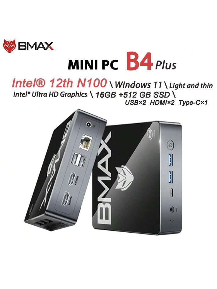 Mini PC BMAX B4 Plus / Windows 11 / Intel N100 / 16 GB DDR4 + 512