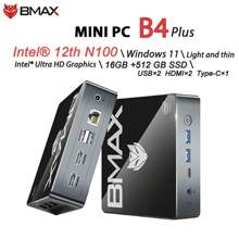 BMAX Mini PC BMAX B4 Plus / Windows 11 / Intel N100 / 16 GB DDR4 + 512 GB SSD / 2 H DMI 1 Tipo C / Compatible con gráficos Intel UHD 4K a 60 Hz y 750 MHz