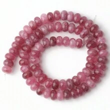 5x8mm 天然石 rondelle 扁圓珠 檸檬晶/電氣石 算盤珠，珠寶手工 DIY 手鍊項鍊配件 - Flat Round Beads - 查看 17