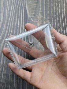1pc Small Transparent Plastic Snap Simple Multifunctional Wallet Portable Home Travel Supplies Small Transparent Multi Wallet With Button Simple Waterproof Card Bag For Women Wallet Mini Wallet Purse Wallet Coin Wallet