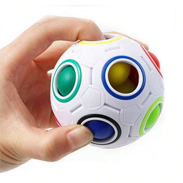 1 Stück Regenbogen Zauberball Magischer Würfel 12-Loch Stressabbau, Intelligentes Spielzeug, Entspannungskugel Aktivität Geschenk, Kinderspielzeug für Party