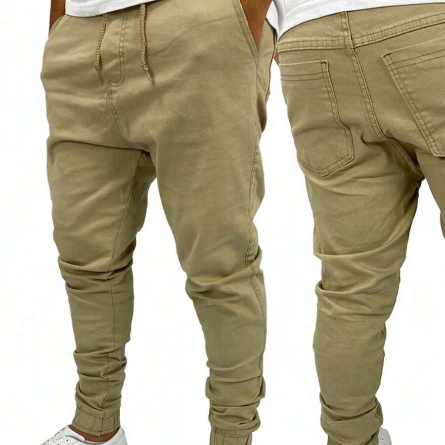Men Pants - 卡其色 - 查看 1