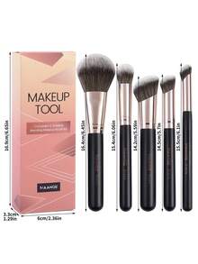MAANGE Bộ 5 cọ trang điểm mặt kèm cọ nền, cọ che khuyết điểm, cọ đánh phấn mũi, cọ phấn phủ, cọ má hồng, cọ bắt sáng, dụng cụ trang điểm, bộ cọ trang điểm du lịch, quà tặng cho phụ nữ và bé gái, bộ cọ, bộ cọ trang điểm, bộ cọ trang điểm, bộ trang điểm hoàn chỉnh, bộ cọ trang điểm, bộ trang điểm hoàn chỉnh, bộ cọ, bộ cọ trang điểm, bộ quà tặng trang điểm, bộ - màu đen - Xem 6