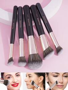 MAANGE Bộ 5 cọ trang điểm mặt kèm cọ nền, cọ che khuyết điểm, cọ đánh phấn mũi, cọ phấn phủ, cọ má hồng, cọ bắt sáng, dụng cụ trang điểm, bộ cọ trang điểm du lịch, quà tặng cho phụ nữ và bé gái, bộ cọ, bộ cọ trang điểm, bộ cọ trang điểm, bộ trang điểm hoàn chỉnh, bộ cọ trang điểm, bộ trang điểm hoàn chỉnh, bộ cọ, bộ cọ trang điểm, bộ quà tặng trang điểm, bộ - màu đen - Xem 3