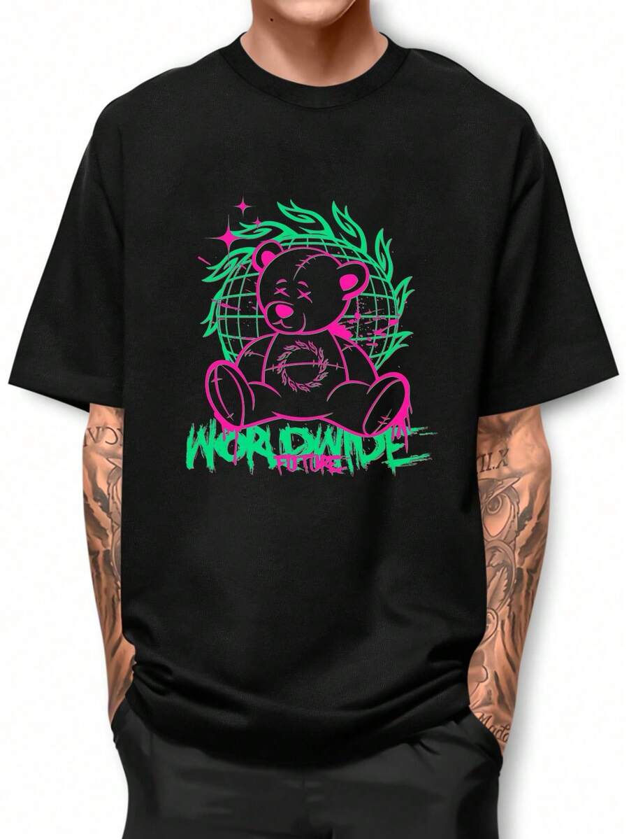 Men T-Shirts - 黑色 - 查看 1