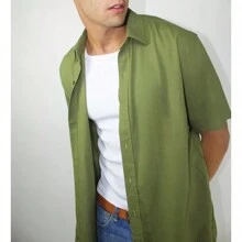 Men Denim Shirts - Army Green - View 2