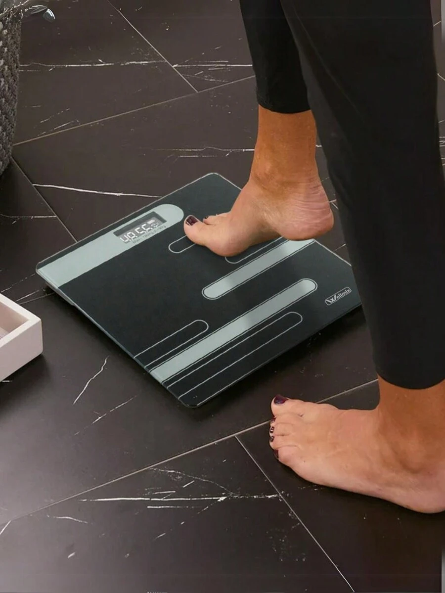Banheiro Balança 180kg Digital Inteligente Estampado - Preto - Visão 1