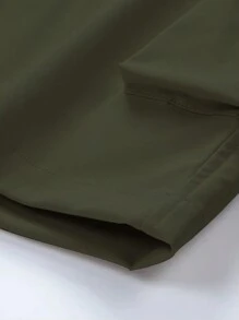 1件青少年男孩休閒戶外運動梭織標籤口袋短褲，春/夏/秋 - 軍綠色 - 查看 5
