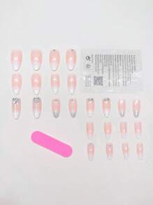 24入組閃亮杏仁形指甲亮片，時尚優雅的設計，適合女性，派對、舞蹈和日常穿著壓克力甲指甲用品 - 彩色 - 查看 2