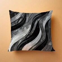 1 Stück 45 x 45 cm / 50 x 50 cm / 40 x 40 cm speziell gestalteter grau-schwarzer gestreifter Marmoroptik Kissenbezug [Kissenfüllung nicht inklusive], aus Polyester, geeignet für den täglichen Gebrauch, Heimdekoration, Wohnzimmer, Schlafzimmer, Sofa, künstlerisch, modernes Design, Atmosphäre