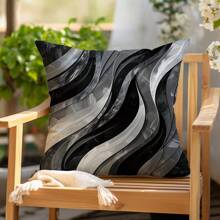 1 Stück 45 x 45 cm / 50 x 50 cm / 40 x 40 cm speziell gestalteter grau-schwarzer gestreifter Marmoroptik Kissenbezug [Kissenfüllung nicht inklusive], aus Polyester, geeignet für den täglichen Gebrauch, Heimdekoration, Wohnzimmer, Schlafzimmer, Sofa, künstlerisch, modernes Design, Atmosphäre