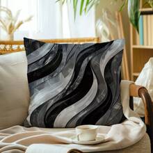 1 Stück 45 x 45 cm / 50 x 50 cm / 40 x 40 cm speziell gestalteter grau-schwarzer gestreifter Marmoroptik Kissenbezug [Kissenfüllung nicht inklusive], aus Polyester, geeignet für den täglichen Gebrauch, Heimdekoration, Wohnzimmer, Schlafzimmer, Sofa, künstlerisch, modernes Design, Atmosphäre