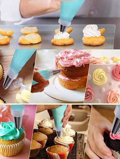 Conjunto De Confeiteira De Silicone Com Bico Para Decoração Com Creme Bolo