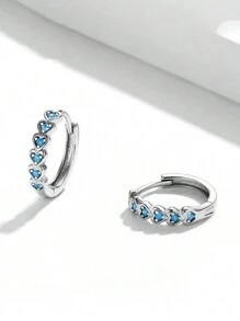 1對兒童可愛立方心形鋯石耳環，適用於女孩日常裝飾和派對飾品生日禮物