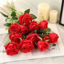 12pcs Red Artificial Roses Flower For Home Decor - Red - View 6