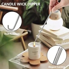 Juego de recortador de mecha de vela que incluye cortador de velas, sofocador de velas y sumergidor de mechas de vela - Kit de herramientas de vela 3 en 1 para amantes de las velas que reemplazan mechas - Plateado - Ver 4