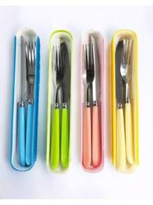 Cutlery Holder Portable Lunch Box Case - Yellow - View 5