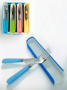 Cutlery Holder Portable Lunch Box Case - Yellow - View 4