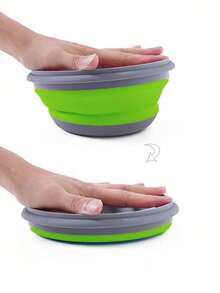 3pcs/Set Portable Folding Bowl Telescopic Collapsible Salad Bowl For Kitchen Outdoor Camping Tableware Folding Lunch Box With Lid Portable Picnic Bowl Set Kitchen Tableware Kit Foldable Fruit Salad Bowl College Dorm Essentials Ready For School - Green - View 2