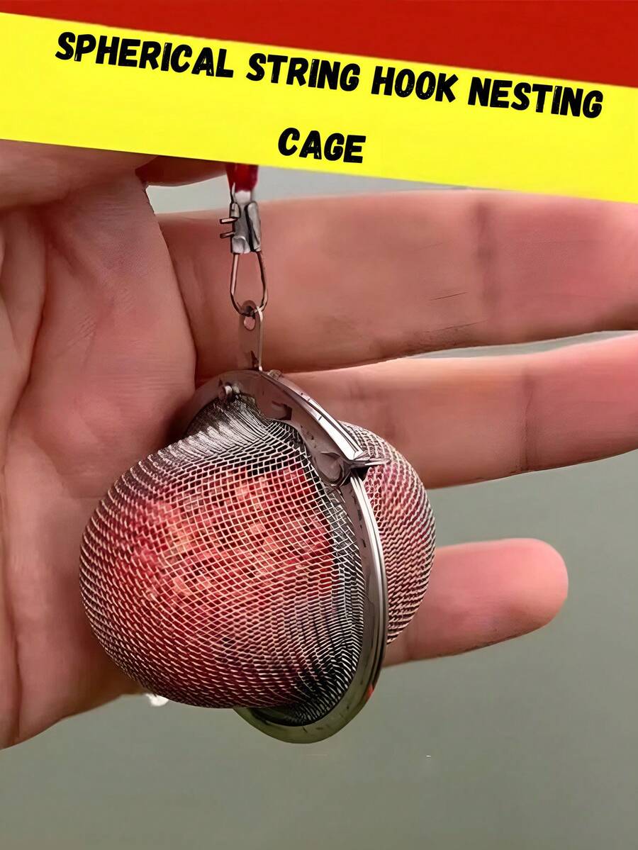 1pc String Hook Nest Making Cage Multi-Functional Raft Pole Nest Making Device, Fishing Stainless Steel Mesh Cage, Bait Cage