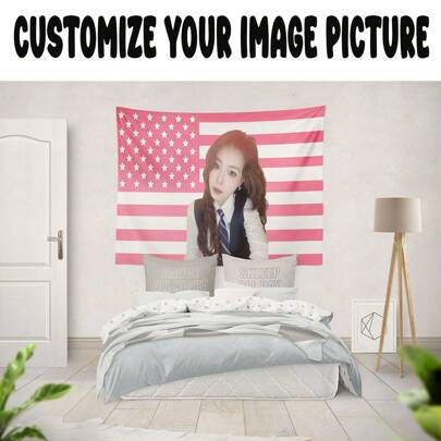 1pc Pink American Background Custom Tapestry, You Can Place Your Favorite Photos, Artists, Etc, Suitable For Male Or Female Bedroom Aesthetics, Flag For Room, Room Decor, Tapestry, Wall Decor, For Christmas, For Housewarming Tea Room, Bedroom, Living Room, Custom Flags, Home Decor, Flags For Room, Tapestry,Customized Tapestry,Street Casual Chic