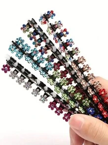 12 stuks bloemen mini-klauwclips, antislip haarclips, glitter strass bloem haaraccessoires voor meisjes