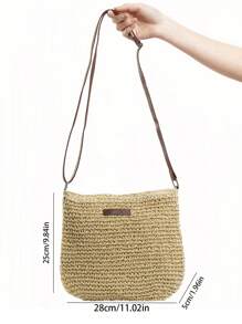Women's Summer Handbag,Large Capacity Crossbody Bag,Straw Purse,Straw Beach Bag,Beach Necessities,Beach Essentials,Beach Stuff & Summer Essentials, Best Women Bag For Beach Vibes, Vacation Essentials, Perfectly Matching With Beach Accessories Women, Fashion Summer Vacation Bag, Beach Essentials Women Bags For Vacation & Holiday - Beige - View 5