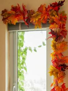 1 Stück Ahorn Blätter Girlande, Party Freude künstliche Ahorn Blatt Herbst Girlande zum Aufhängen, Tisch Dekoration, Haustür Herbst Deko, Zuhause innen und außen, Thanksgiving, Halloween Dekorationen, Herbst Deko, Künstliche Pflanzen