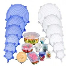 Bộ 6 nắp silicon co giãn cho nhà bếp, nắp bảo quản thực phẩm cho bát, nắp giữ tươi chống bụi, nắp giữ tươi kín cho tủ lạnh và lò vi sóng - Nhiều màu - Xem 1