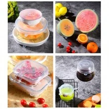 Bộ 6 nắp silicon co giãn cho nhà bếp, nắp bảo quản thực phẩm cho bát, nắp giữ tươi chống bụi, nắp giữ tươi kín cho tủ lạnh và lò vi sóng - Nhiều màu - Xem 9
