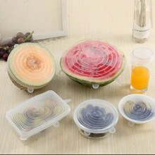 Bộ 6 nắp silicon co giãn cho nhà bếp, nắp bảo quản thực phẩm cho bát, nắp giữ tươi chống bụi, nắp giữ tươi kín cho tủ lạnh và lò vi sóng - Nhiều màu - Xem 3