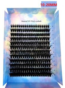 12 rânduri de gene false 5D Fluffy CC Curl 80D groase, culoare nurcă, amestec de gene, lungime 10-20 mm, efect 3D, gene individuale tip cluster pentru extensii de gene DIY, clustere de gene, gene individuale, gene, gene false - CC - Vizualizare 6