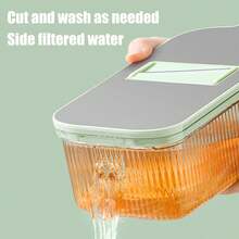 2024 New Multifunctional Shredder With 6 Cutting Tools, Circular Vegetable Shredder, Food Shredder With Container, Vegetable Shredder With Container,Vegetable Fruit Tools,Kitchen Items,Cutter,Food,Salad,Decor,Storage,Party,Birthday,Camping,Summer Beach. - Green - View 5