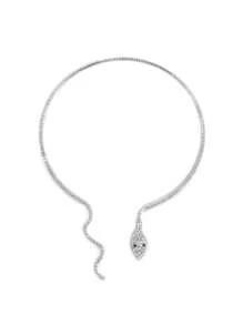 1pc Snake Coiled Rhinestone Collar Necklace Fashionable Copper Steel Wire Choker For Party Or Vacation - Multicolor - View 6