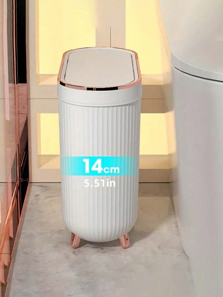1 pieza Papelera de 12 litros con pedal, basurero de baño, cubo de basura dorado impermeable para el inodoro con tapa, suministros para el hogar y la oficina, bolsa de basura, decoración de otoño para el baño, organizador de baño, de vuelta a la escuela