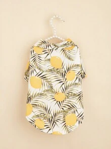 1pc Palm Leaf Pattern Pet Shirt, Beach Vacation Style, Polyester Pet Clothes For Cats & Dogs - Multicolor - View 1