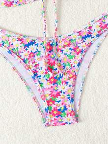 Strapless Ditsy Floral Bikini Set, Bikini Set Summer Beach - Multicolor - View 4