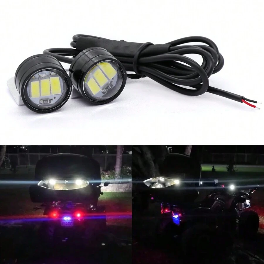1 对彩色频闪 LED 鹰眼灯 5630 3SMD 日间行车灯 DRL 后视镜前信号灯适用于摩托车 - 白色 - 查看 1