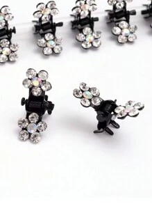 12 stuks bloemen mini-klauwclips, antislip haarclips, glitter strass bloem haaraccessoires voor meisjes