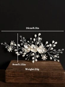 1pc Handmade Faux Pearl Flower Barrette Alloy Hair Clip Hairpin, Bridal Wedding Party