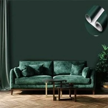 ucdfi 1入組啞面磨砂壁紙，PVC可拆式貼紙，乙烯基自粘紙，適用於家庭檯面客廳裝飾壁紙，尺寸：15.74英寸x 196.85英寸 - 墨綠色 - 查看 1