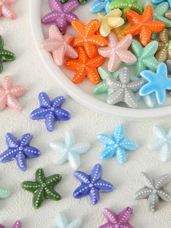 10 piezas de cuentas de cerámica con forma de estrella de mar hechas a mano para manualidades de joyería, como pulseras, collares y aretes