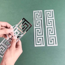 12片装3D镜面壁纸瓷砖，亚克力饰边，扇形边缘和镂空图案，防水、防潮、可移除，DIY创意自粘镜面装饰条，适用于客厅玻璃门、电视背景墙、入口、走廊、楼梯，现代装饰艺术贴纸 - 彩色 - 查看 8
