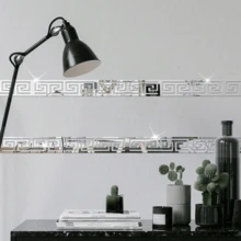 12片装3D镜面壁纸瓷砖，亚克力饰边，扇形边缘和镂空图案，防水、防潮、可移除，DIY创意自粘镜面装饰条，适用于客厅玻璃门、电视背景墙、入口、走廊、楼梯，现代装饰艺术贴纸 - 彩色 - 查看 6