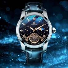 FENSIR 1pc New Automatic Mechanical Watch For Men, Fashionable, Night-Light, Hollow-Out, Multi-Function, Casual & Business Use, Daily Decor