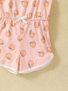 Young Girl Cute 3D Print Cami Jumpsuit Set 2pcs Cute Bow Decor Rompers For Summer Party Holiday Vacation